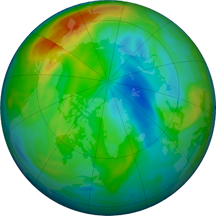 Arctic ozone map for 27 November 2023